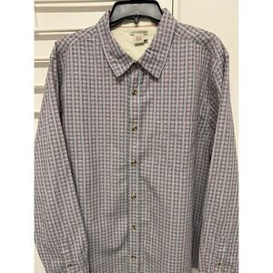 Carbon2Cobalt Mens Large Grey Red Geometric Plaid Cotton Button Down Shirt L